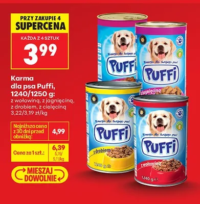 Karma dla psa z wołowiną, z jagnięciną, z drobiem, z cielęciną promocja w Biedronka