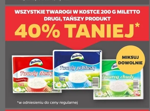 Twaróg tłusty Miletto promocja w Netto