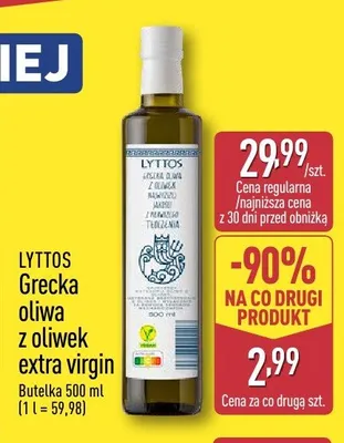 Grecka oliwa z oliwek extra virgin Lyttos promocja w Aldi