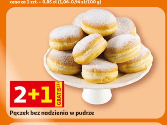 Pączek bez nadzienia w pudrze promocja w Auchan