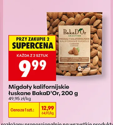 Migdały kalifornijskie łuskane BakaD'Or promocja w Biedronka