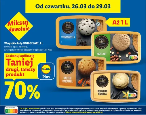 Wszystkie lody Bon Gelati, 1 l DRUGIE -70% promocja w Lidl