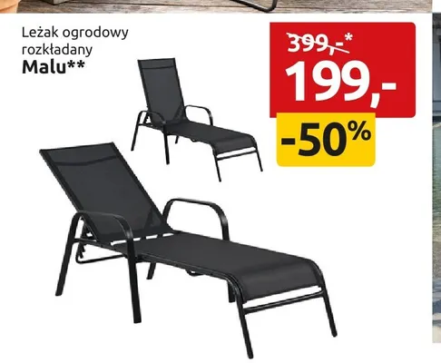 Leżak ogrodowy rozkładany Malu promocja w Black Red White