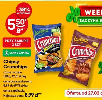 Chipsy Crunchips różne rodzaje promocja w Żabka