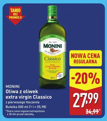 Oliwa z oliwek extra virgin Classico Monini promocja w Aldi