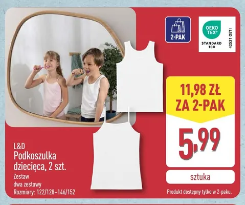 Podkoszulka dziecięca 2-pak L & D promocja w Aldi