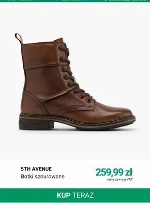 Botki sznurowane 5th Avenue promocja w Deichmann