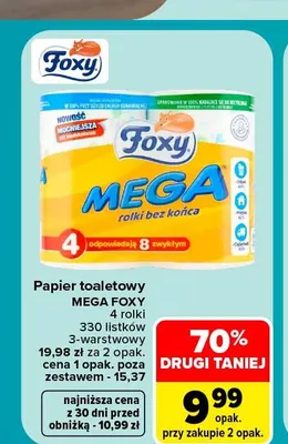 Papier toaletowy Mega Foxy 4-pak promocja w Carrefour