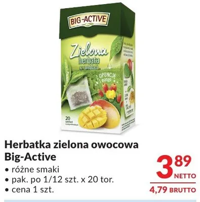 Herbatka zielona owocowa Big-Active promocja w Makro