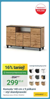 Komoda 140cm z 9 półkami - styl skandynawski promocja w ERLI