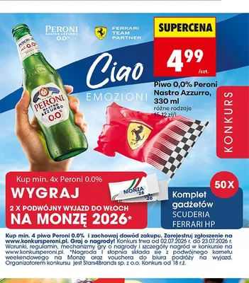 Piwo bezalkoholowe Peroni Nastro Azzurro promocja w Biedronka