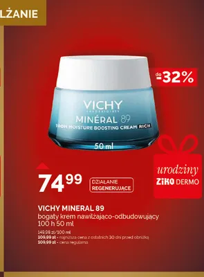 Bogaty krem nawilżająco-odbudowujący 100 h Vichy Mineral 89 promocja w Ziko Dermo