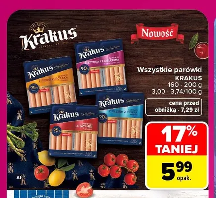 Parówki szynka i z cielęciną Krakus promocja w Carrefour