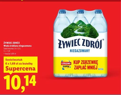 Woda źródlana niegazowana Żywiec Zdrój 6-pak 1,5 l promocja w Lidl