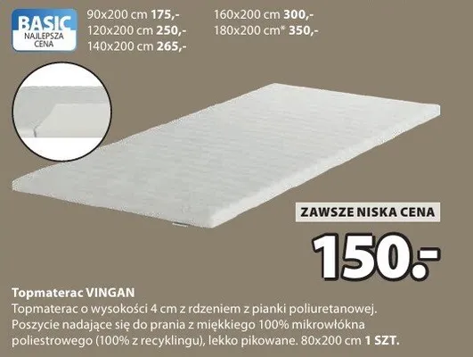 Topmaterac VINGAN promocja w Jysk