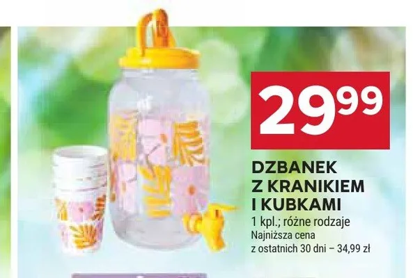 Dzbanek z kranikiem i kubkami promocja w Stokrotka