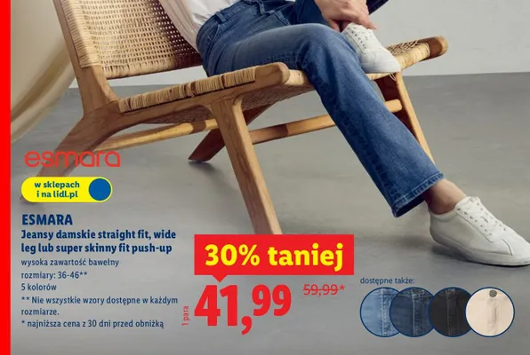 Jeansy damskie super skinny fit push-up Esmara promocja