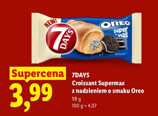 Croissant 7DAYS Supermax z nadzieniem o smaku Oreo promocja w Lidl