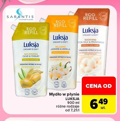 Mydło w płynie Luksja mleczko bawełniane i prowitamina B5 promocja w Carrefour Market