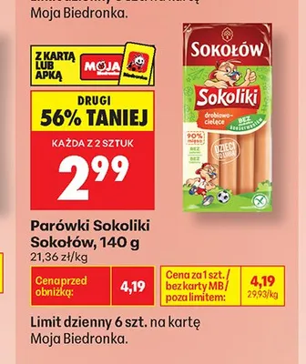 Parówki Sokoliki Sokołów promocja w Biedronka