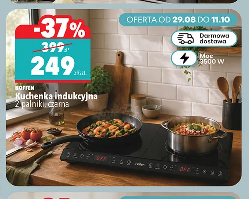 Kuchenka indukcyjna 2 palniki Hoffen czarna promocja w Biedronka