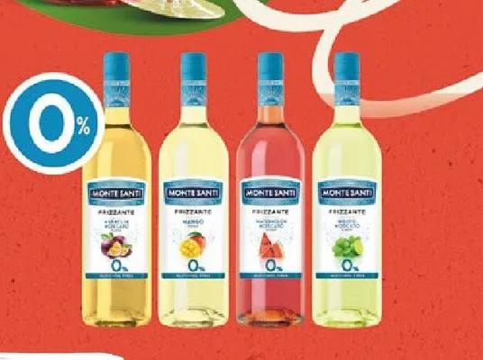 Wino bezalkoholowe Monte Santi Frizzante 0% Passion Fruit promocja w Netto