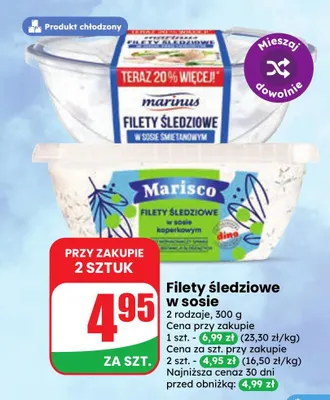 Filety śledziowe w sosie śmietanowym Marinus promocja w Dino