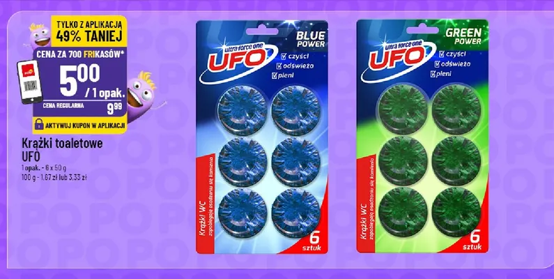 Krążki toaletowe UFO Blue Power 6-pak promocja w POLOmarket