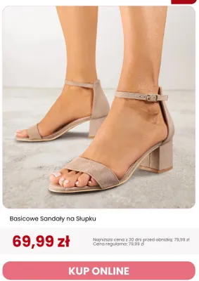 Sandały na słupku Renee Basicowe promocja w Renee