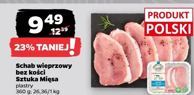 Schab wieprzowy bez kości plastry promocja w Netto