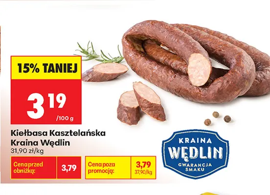 Kiełbasa Kasztelańska Kraina Wędlin promocja w Biedronka