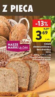 Chleb słonecznikowy bez drożdży Reva promocja w Intermarche