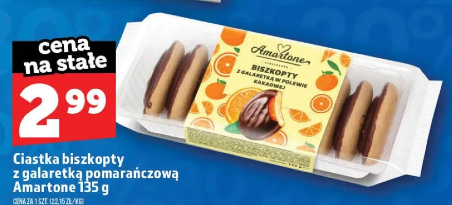 Ciastka biszkopty z galaretką pomarańczową Amartone promocja w TOPAZ