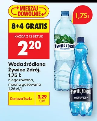 Woda źródlana niegazowana 8+4 GRATIS promocja w Biedronka