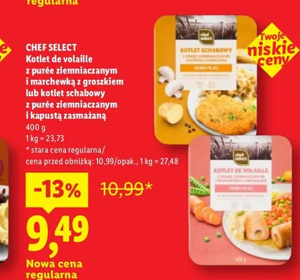 Kotlet de volaille z purée ziemniaczanym i marchewką z groszkiem Chef Select promocja w Lidl