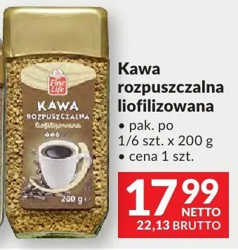 Kawa rozpuszczalna liofilizowana Fine Life promocja w Makro