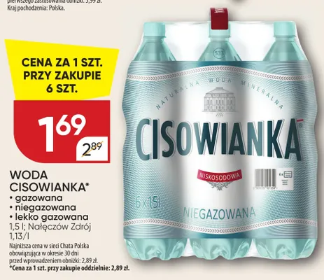 Woda mineralna Cisowianka gazowana promocja w Chata Polska