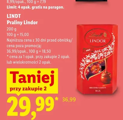 Praliny Lindor Milk Lindt promocja w Lidl