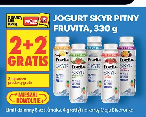 Jogurt Skyr pitny Fruvita truskawka kiwi promocja w Biedronka