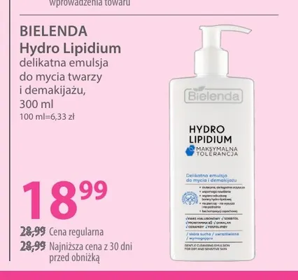 Hydro Lipidium delikatna emulsja do mycia twarzy i demakijażu Bielenda promocja w Hebe