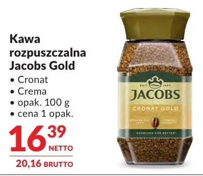 Kawa rozpuszczalna Jacobs Gold Crema promocja w Makro
