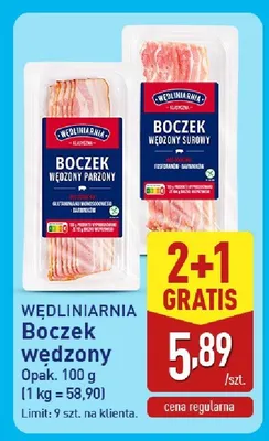 Boczek wędzony 2+1 GRATIS promocja w Aldi