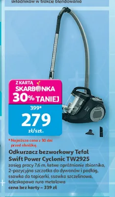 Odkurzacz bezworkowy Tefal Swift Power Cyclonic TW2925 promocja w Auchan
