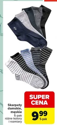 Skarpety damskie, męskie 5-pak różne kolory i rozmiary promocja w Carrefour