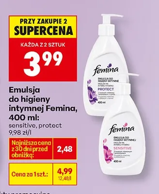 Emulsja do higieny intymnej sensitive, protect promocja w Biedronka