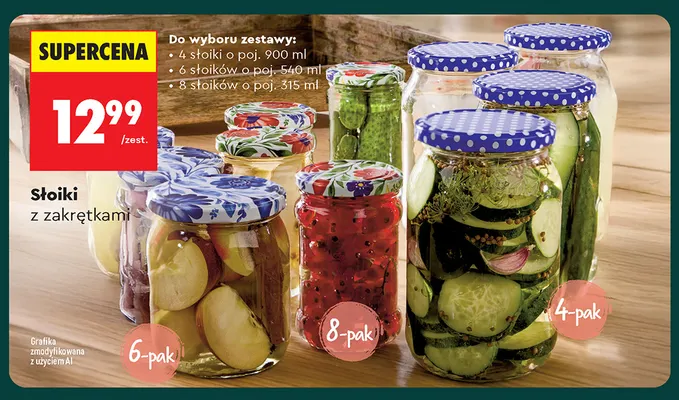 Słoiki z zakrętkami 6-pak 540 ml promocja w Biedronka