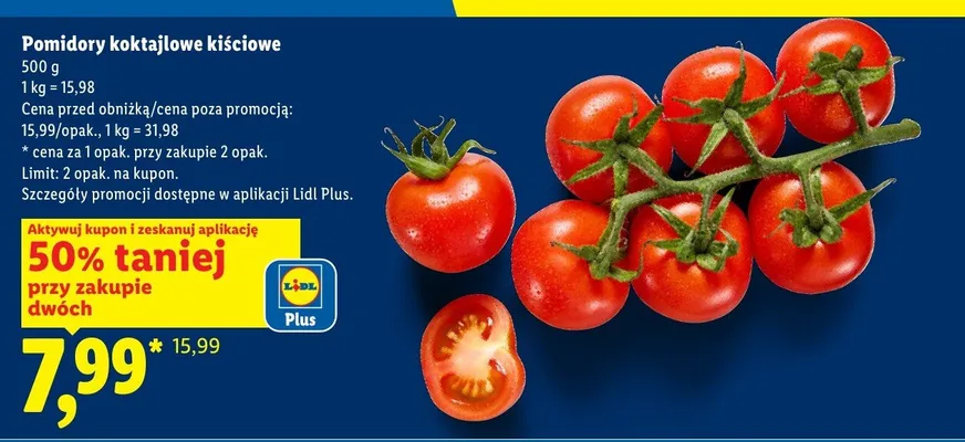 Pomidory koktajlowe kiściowe promocja w Lidl