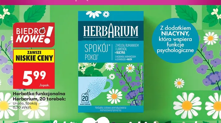 Herbatka funkcjonalna Herbarium Spokój promocja w Biedronka