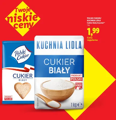 Cukier biały kryształ Polski promocja w Lidl