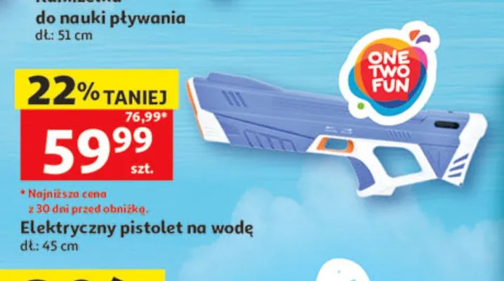 Elektryczny pistolet na wodę ONE TWO FUN dł. 45cm promocja w Auchan